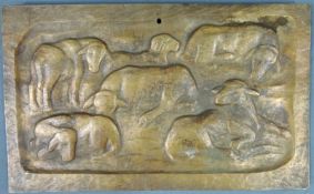 Bronzerelief in der Art des Blauen Reiter. Alt. 26,5 cm x 43 cm. Keine Signatur gefunden.