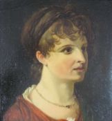 UNSIGNIERT (XVIII). Portrait einer Dame. 20 cm x 18 cm. Gemälde. Öl auf Holz. Wohl noch 18.
