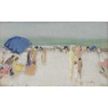 Henri MARTIN (1860 - 1943). À la plage. 16 cm x 27 cm. Gemälde. Öl auf Leinwand. Rechts unten