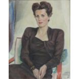 Kurt WEINHOLD (1896-1965). Portrait "Frau Marga Mehl" 1948. 92,5 cm x 70 cm. Gemälde. Öl auf