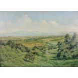 Hans VOLK (XX). Blick vom Frankfurter Berg Richtung Taunus. 50 cm x 70,5 cm. Gemälde. Öl auf