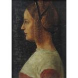 Unbekannter Künstler. Portrait einer Dame. 21 cm x 15 cm. Gemälde. Öl auf Holz. Nach dem Gemälde: "