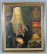 RUSSISCHE SCHULE (XVII - XVIII). Portrait eines Patriarchen in vollem Ornat mit Orden. 63 cm x 54