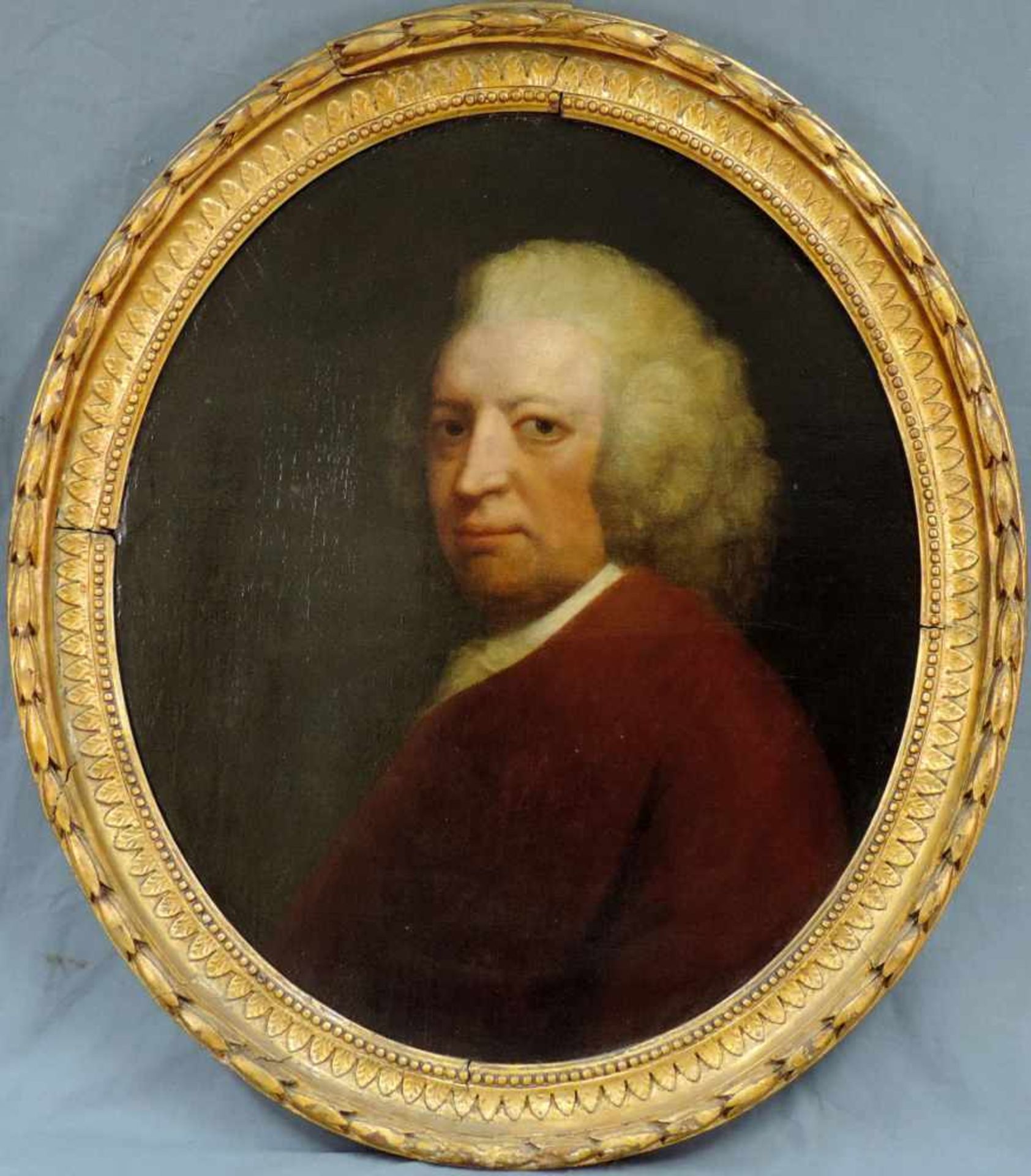 Ozias HUMPHREY (1742 - 1810) zugeschrieben. Portrait des John Belchier. 68 cm x 58 cm oval. Gemälde.