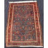 Satschbulagh. Kurde, Stammesteppich. Iran, antik um 1870. 193 cm x 139 cm. Handgeknüpft. Wolle auf