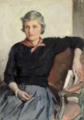 Hans SCHLERETH (1897 - 1962). Portrait seiner Ehefrau. 1956. 68 cm x 48 cm. Gemälde. Öl auf