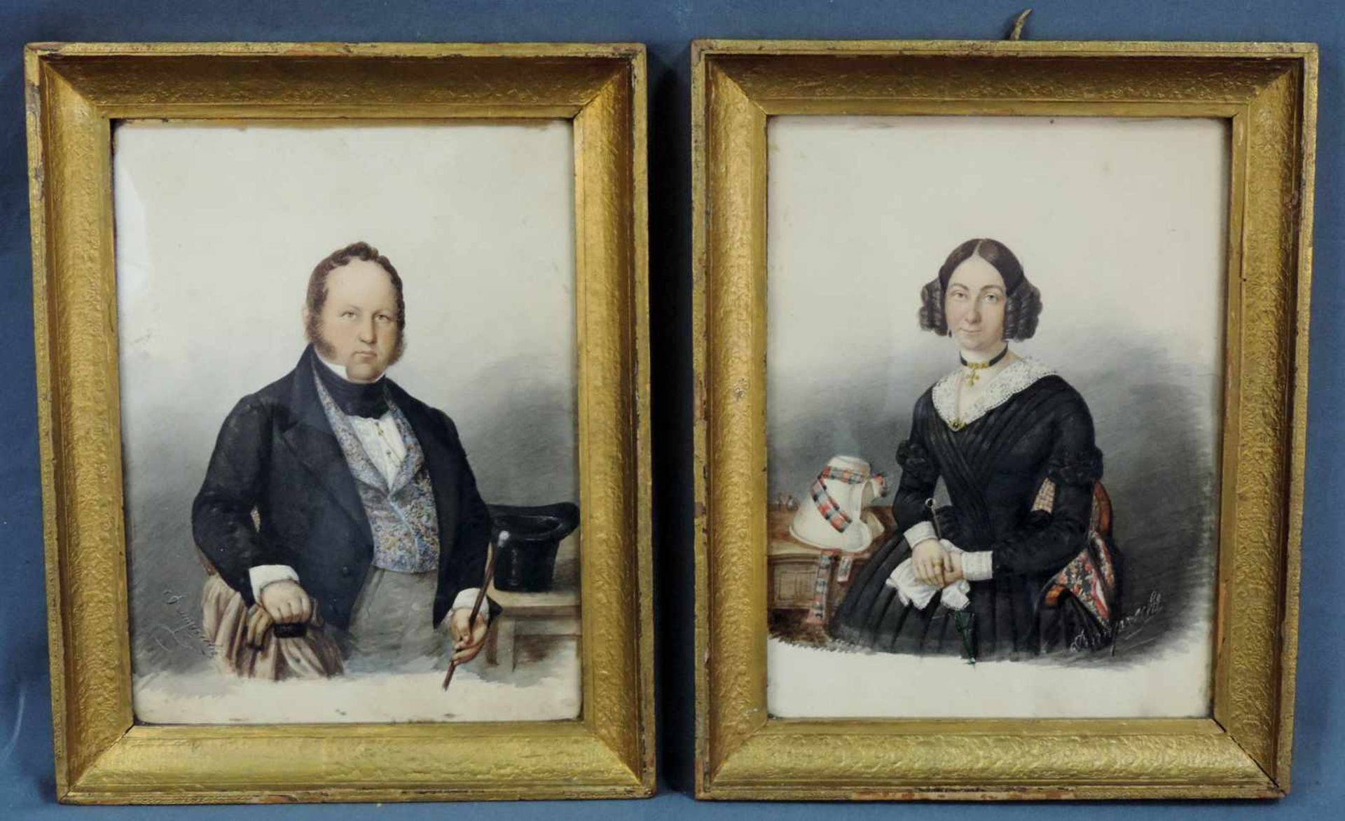 Johann Baptist RIMPRECHT (1801 - 1877). Dr. Josef Balcon und Gattin. 2 Portraits. Je 33 cm x 25