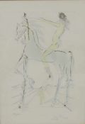 Salvador DALI (1904 - 1989). Der surrealistische Reiter. 50 cm x 35 cm. Links unten Nummer 124 /