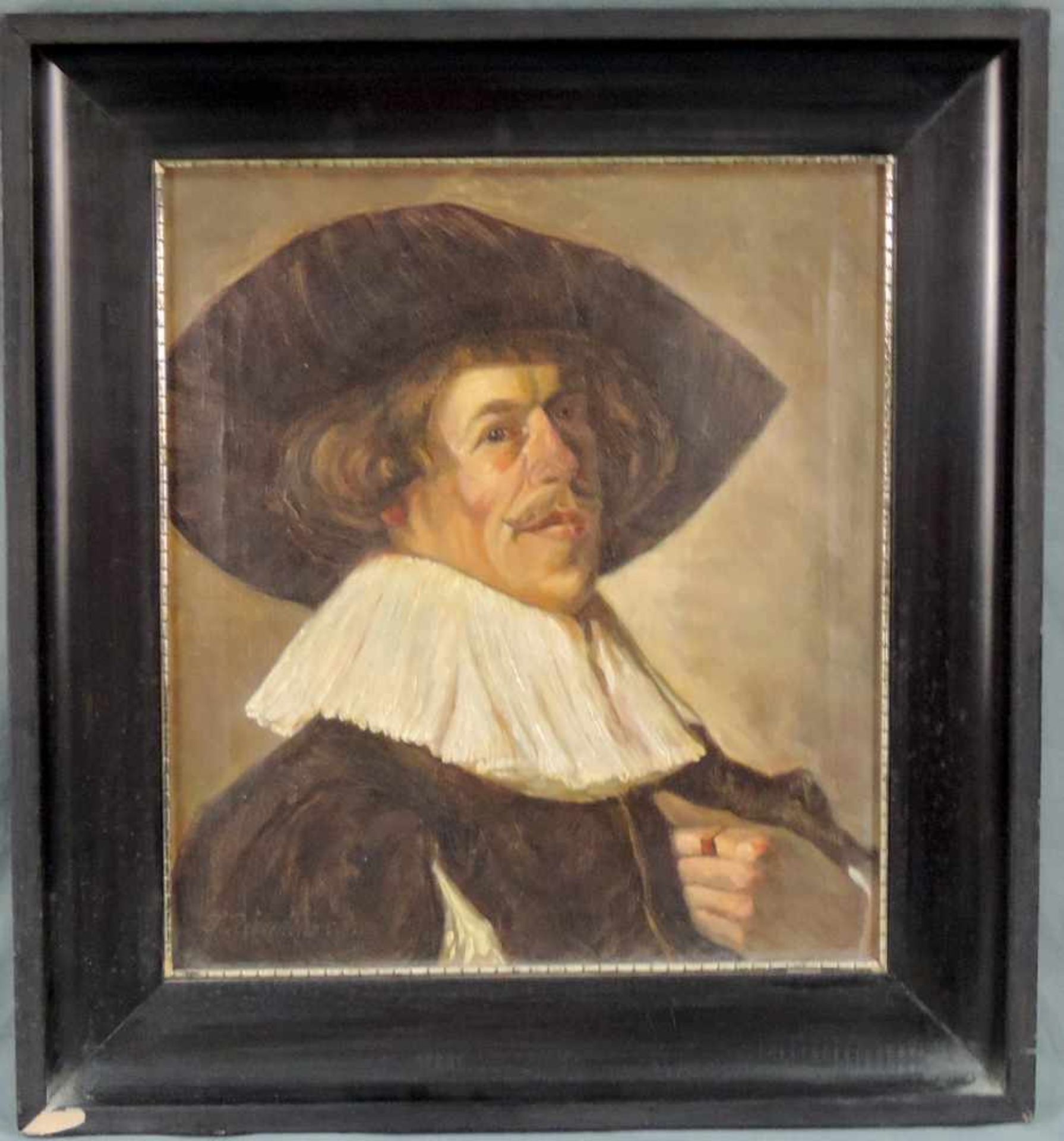 KOPIST (XIX). Portrait nach Niederländischem Vorbild des 17. Jahrhunderts. 48 cm x 42 cm. Gemälde. - Bild 2 aus 4
