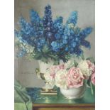 Paul Walter EHRHARDT (1872 - 1959). Blumen Stillleben. 80 cm x 60 cm. Gemälde. Öl auf Leinwand.