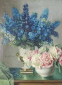 Paul Walter EHRHARDT (1872 - 1959). Blumen Stillleben. 80 cm x 60 cm. Gemälde. Öl auf Leinwand.