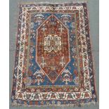 Shiraz Stammesteppich der Khamseh. Iran. Alt um 1920. 155 cm x 112 cm. Handgeknüpft. Wolle auf