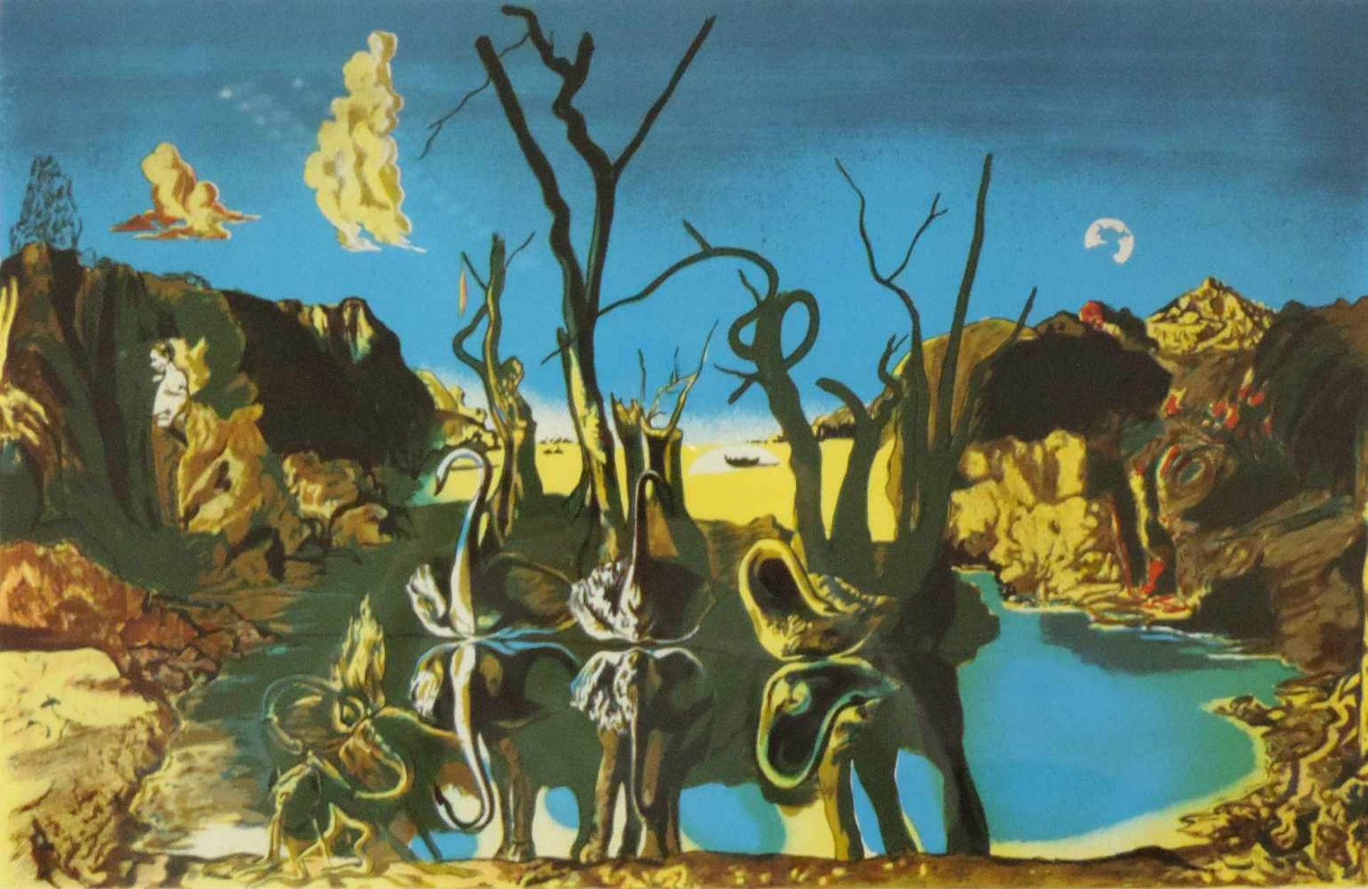 Salvador DALI (1904 - 1989). Swans Reflecting Elephants. 37 cm x 58 cm die Abbildung.