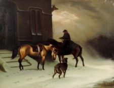 LIGIERT "JOH" (XIX). Vor der Jagd 1869. 58 cm x 73 cm. Gemälde. Öl auf Leinwand. Rechts unten