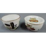 Zwei Schalen, eine mit Deckel, China, alt. Handbemalt. Durchmesser bis 8,4 cm. Porzellan. Two bowls,