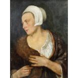 UNSIGNIERT (XIX). Frau mit Haube nach einem Vorbild aus dem 17. / 18. Jahrhundert. 42 cm x 32 cm.