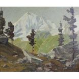 Fritz Wilhelm FRIEDRICH (1912 - 1993). "Ötztaler Alpen" 62 cm x 72 cm. Gemälde. Öl auf Platte. Links