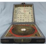 Kompass mit Wasserwaage, Drehscheibe in Passender Kiste. Wohl Japan, China, Korea. 4,5 cm x 18 cm