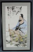 Gemälde. Poet im Chrysanthemen Garten. China / Japan. 97 cm x 49 cm im Ausschnitt. Gemalt, Tusche