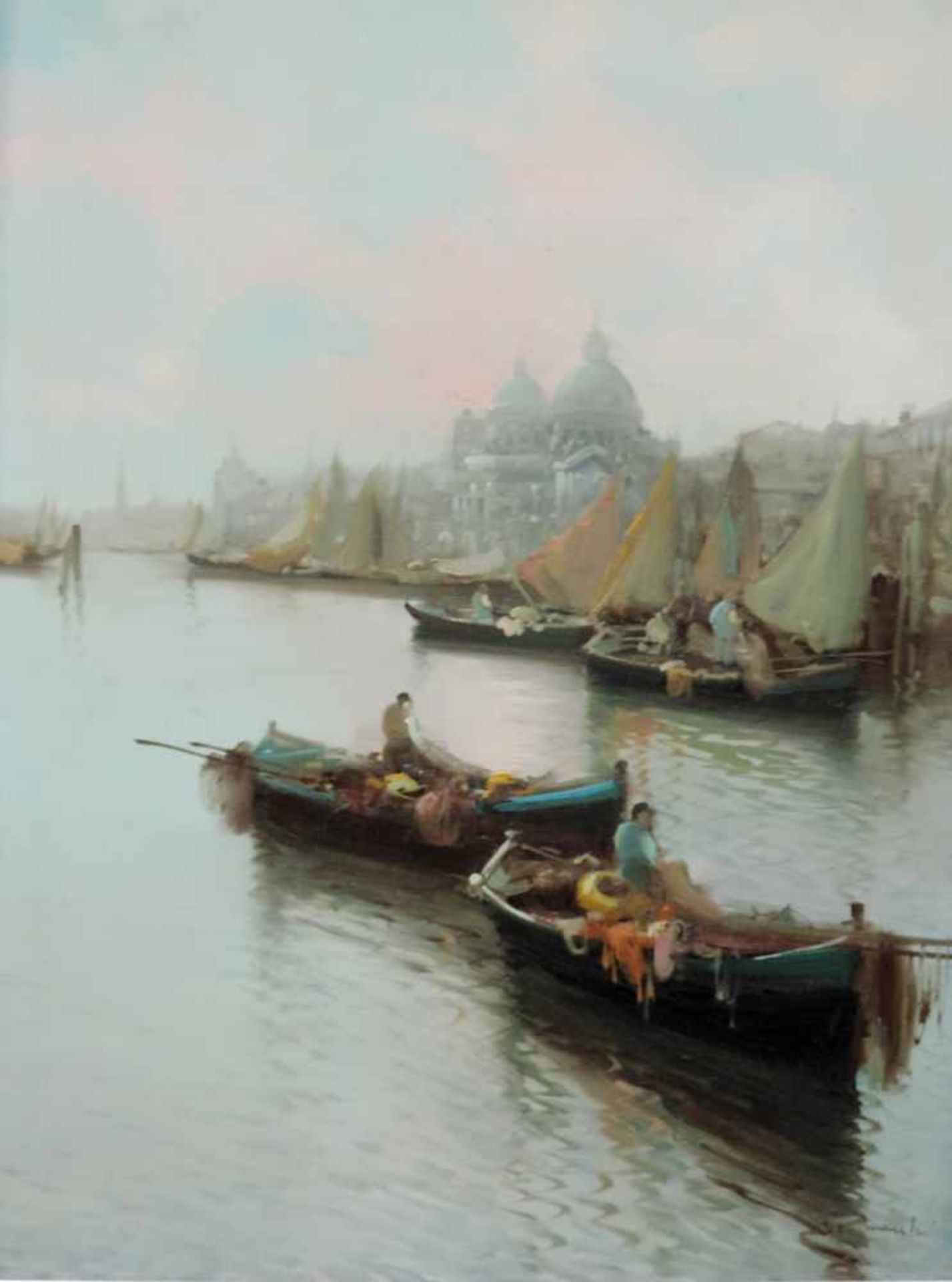 DE MARCHI (XX). Venezia. 70 cm x 50 cm. Gemälde. Öl auf Leinwand. Rechts unten signiert. DE