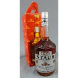 Cognac V.S.O.P. Staub, 40 Grad 0,7 l.. Um 1960. Orginalkarton. Cognac V.S.O.P. Staub, 40 degrees 0.7