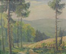 Heinz WÖLCKE (1888 - 1963). Landschaft im Taunus. 42,5 cm x 51,5 cm. Gemälde, Öl auf Leinwand.