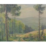 Heinz WÖLCKE (1888 - 1963). Landschaft im Taunus. 42,5 cm x 51,5 cm. Gemälde, Öl auf Leinwand.