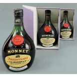 3 Flaschen Monnet Anniversaire J.G. Monnet & Co. Cognac, 40 Grad. 700 ml. Cognac - Fine Champagne.