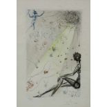 Salvador DALI (1904 - 1989). Liegender Akt und Schafherde. 50 cm x 35 cm. Links unten Nummer 124 /