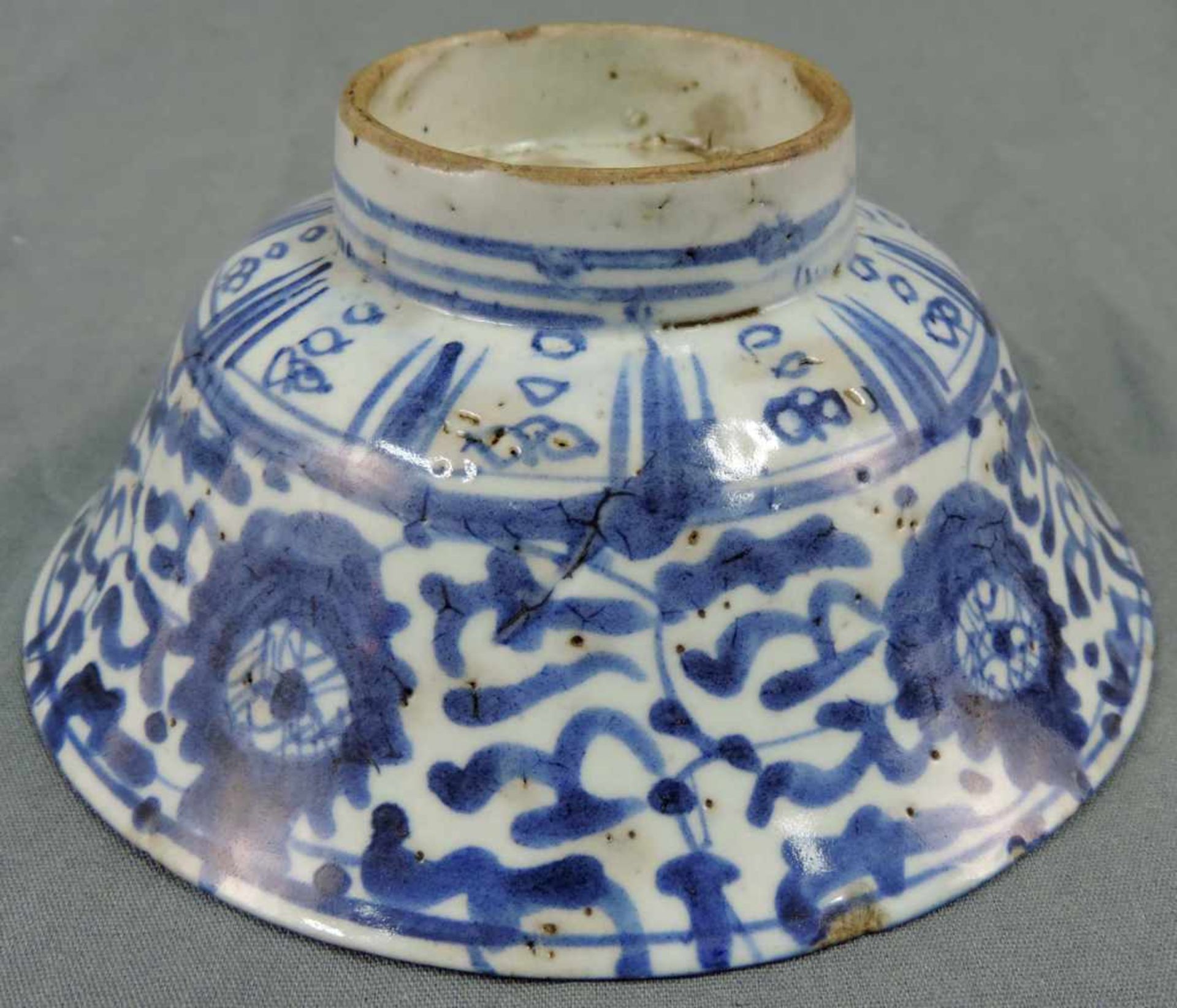 Schale, China. Blau - Weiß Porzellan. Qing Dynastie. 7,5 cm hoch. Durchmesser 16,5 cm. Bowl, - Bild 2 aus 4