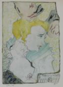Horst JANSSEN (1929 - 1995). "Mademoiselle Lender en buste". 41 cm x 29 cm die Abbildung.