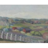 Estrid NYBORG-WESTBERG (XX). Bauernhof Schweden 1944. 47 cm x 60 cm. Gemälde. Öl auf Platte.