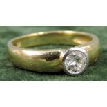Solitär Brillant Ring. Gold 585. 4,7 Gramm Gesamtgewicht. Diamant nicht ausgefasst. Wohl circa 0,4