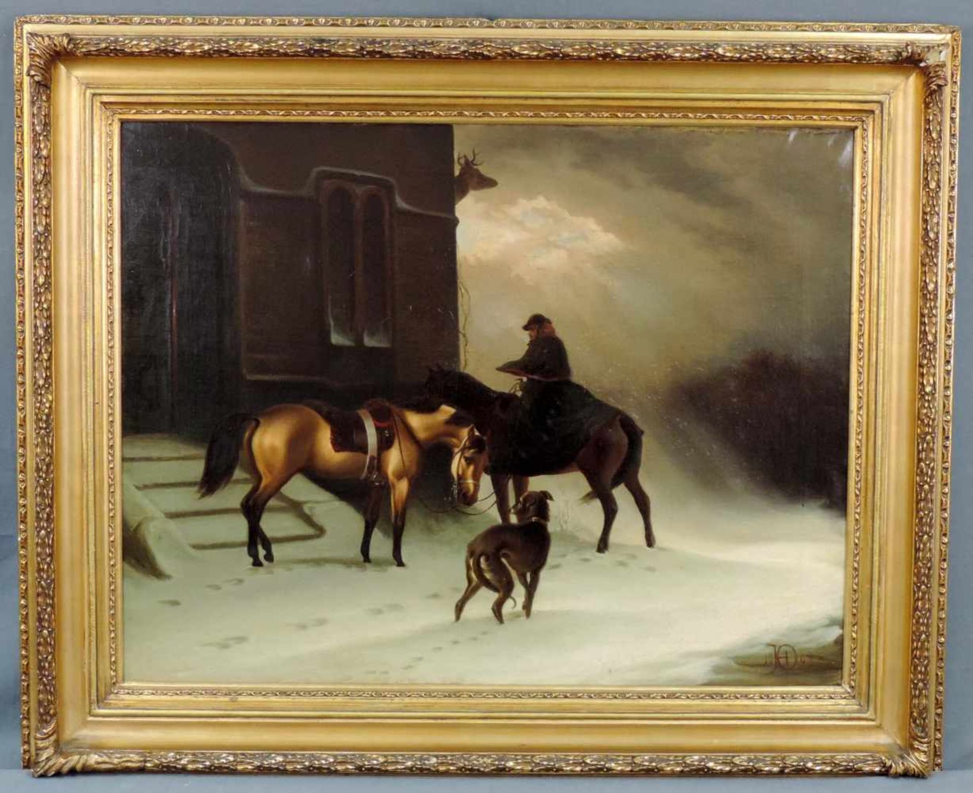 LIGIERT "JOH" (XIX). Vor der Jagd 1869. 58 cm x 73 cm. Gemälde. Öl auf Leinwand. Rechts unten - Bild 2 aus 5