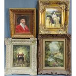 Vier Ölgemälde bis 35 cm x 24,5 cm. Four oil paintings up to 35 cm x 24,5 cm.