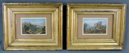 UNSIGNIERT (XVIII - XIX). Zwei Ansichten von Heidelberg. 7 cm x 10,5 cm. Zwei Drucke, alt,