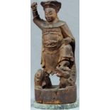 Hua Mulan, China, alt. Holz geschnitzt. 43 cm hoch mit Sockel. Skulptur. Hua Mulan, China, old. Wood