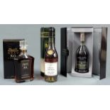 3 Flaschen seltener hochwertiger Cognac. JMD Deau X.O. Cognac 40 % vol. 70 cl. Orginalkarton. Single