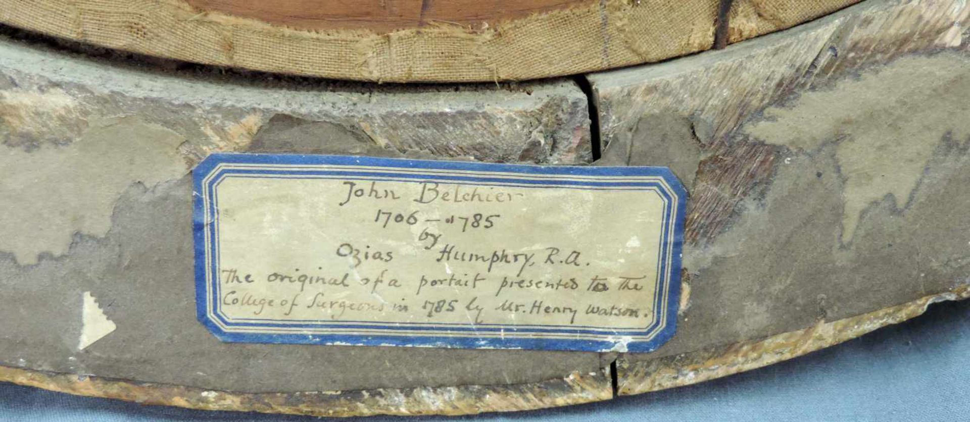 Ozias HUMPHREY (1742 - 1810) zugeschrieben. Portrait des John Belchier. 68 cm x 58 cm oval. Gemälde. - Bild 5 aus 5