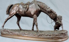 Pierre-Jules MÈNE (1810 - 1879). Cheval et chien oder The Good Companion. Bronze 25 cm x 49 cm x