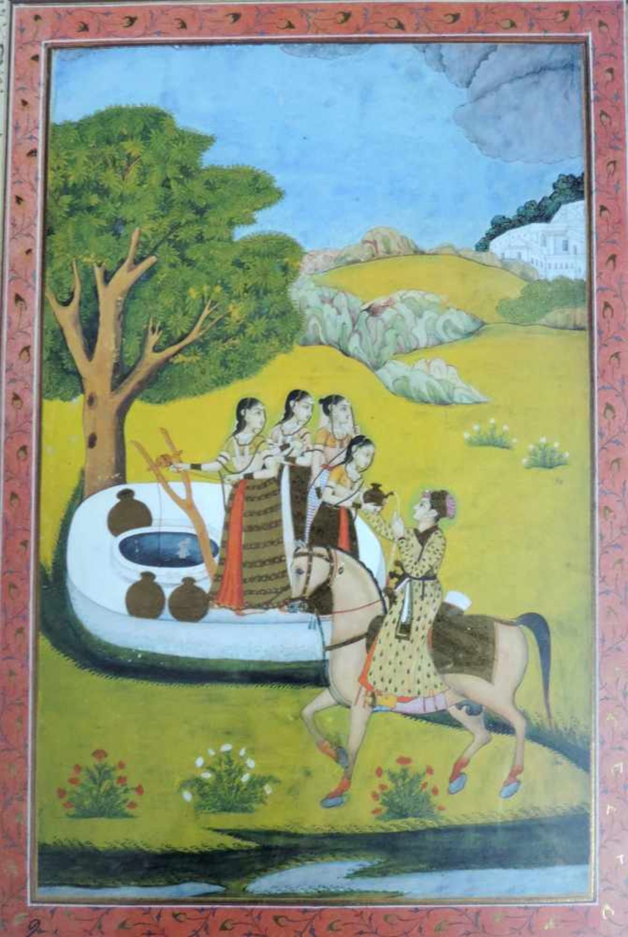 Zwei Miniaturmalereien Indien, Gouache. Mit Blattgold gehöht. Bis 39 cm x 27,5 cm. Two miniatures - Image 3 of 6