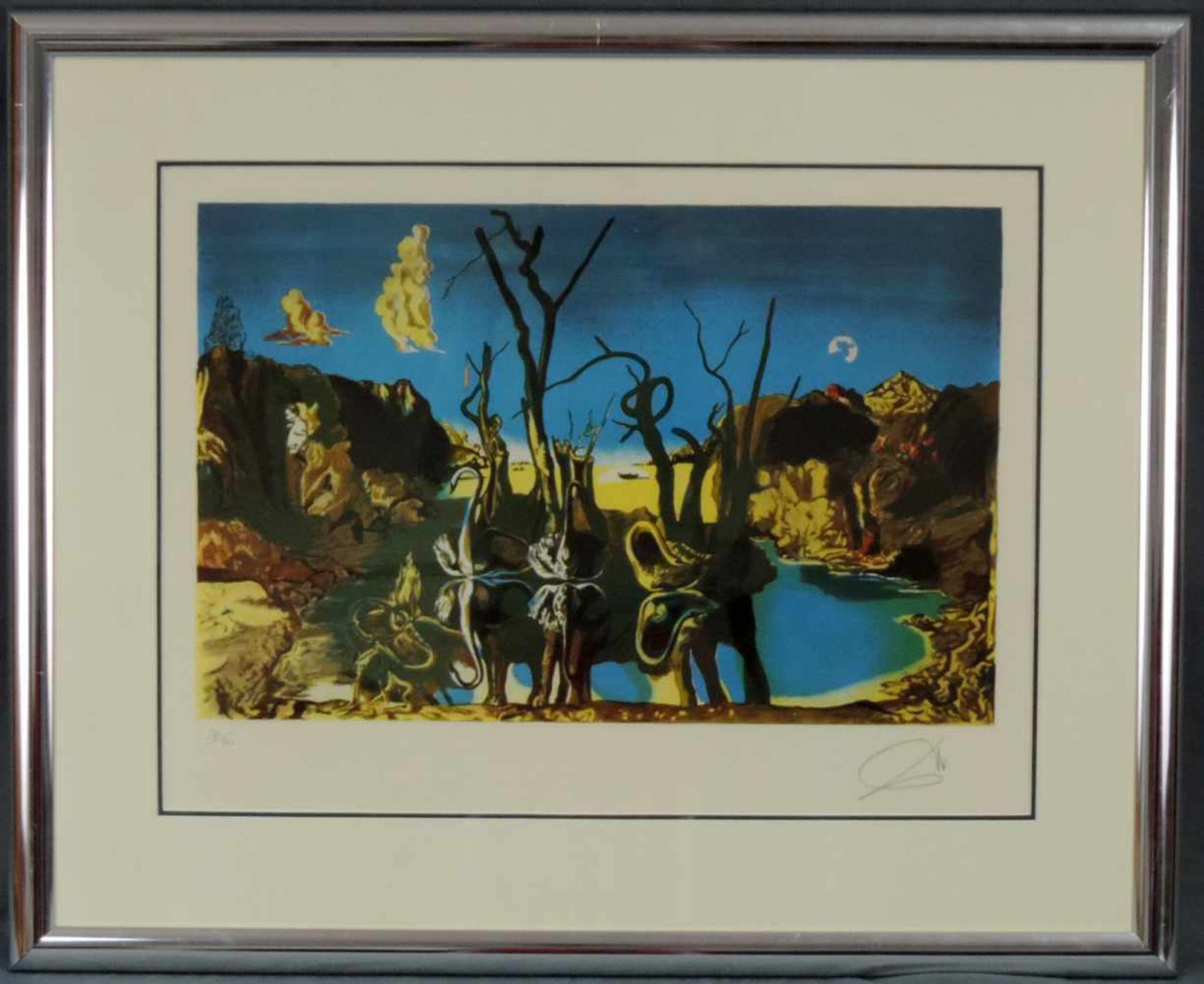 Salvador DALI (1904 - 1989). Swans Reflecting Elephants. 37 cm x 58 cm die Abbildung. - Bild 2 aus 5