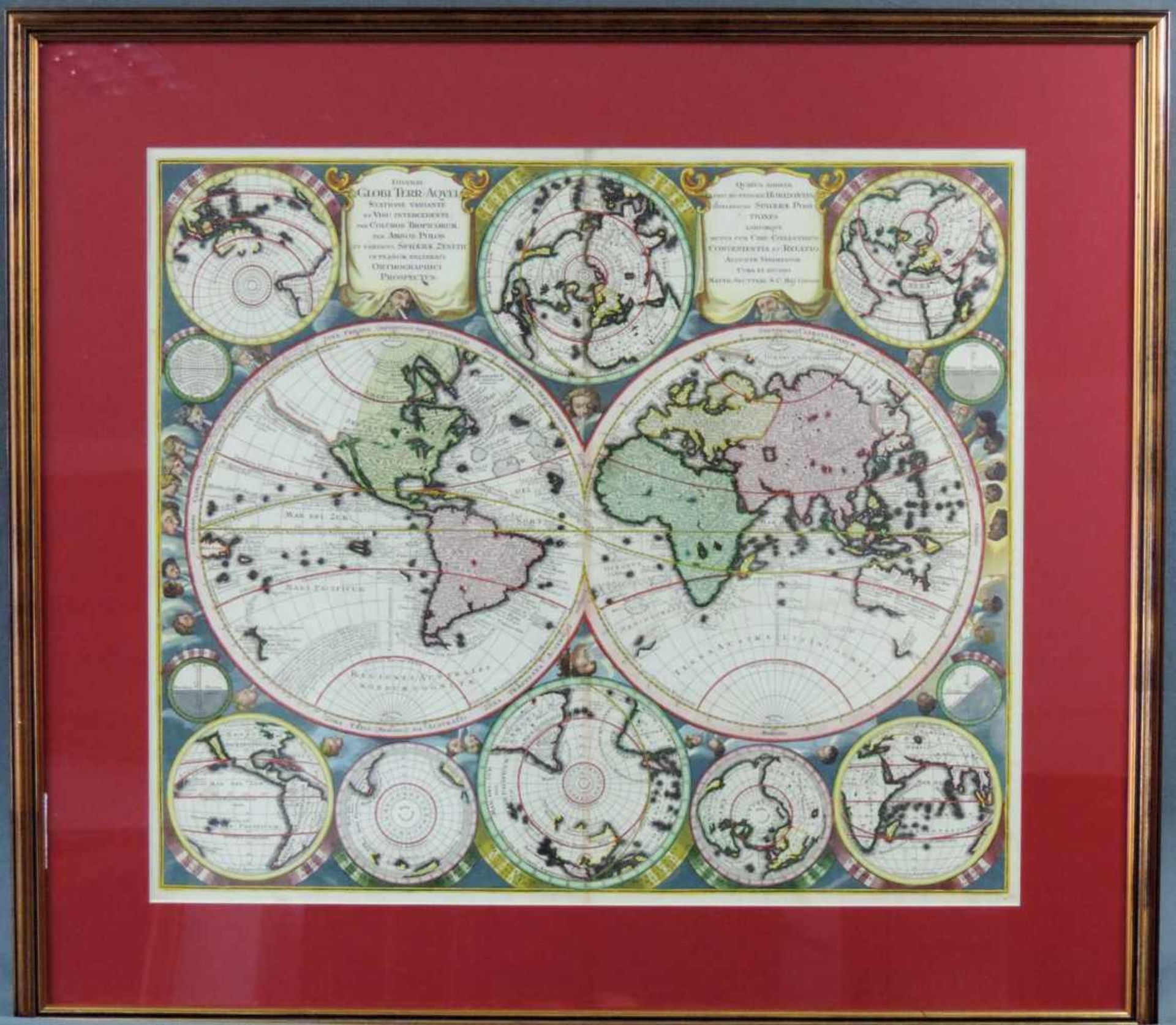 Georg Matthäus SEUTTER (1678 - 1757). Doppelhemisphäre der Welt. "Diversi Globi Terr-Aquei - Image 2 of 6