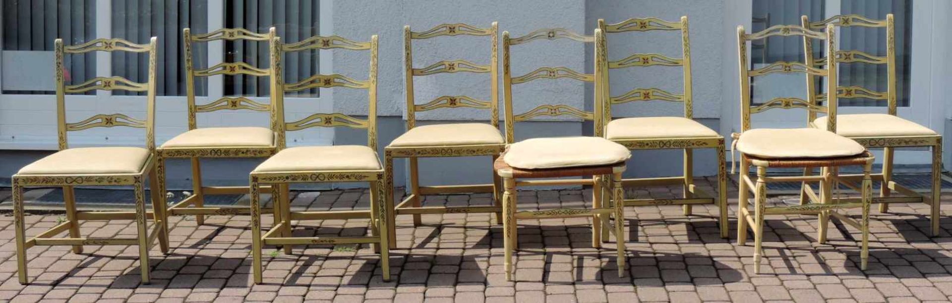 8 Armlehnstühle. Wohl Frankreich / Wallis 2. Hälfte 19. Jahrhundert. 8 armchair chairs. Probably