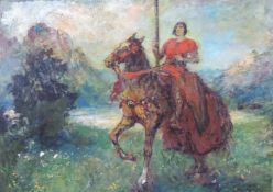 Ferdinand LEEKE (1859 - 1923). Parsival. 64 cm x 92 cm. Gemälde, Öl auf Leinwand. Rechts unten
