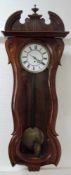 Wanduhr, alt um 1900. Emaillenzifferblatt. Jugendstil. 106 cm x 39 cm. Wall clock, old around