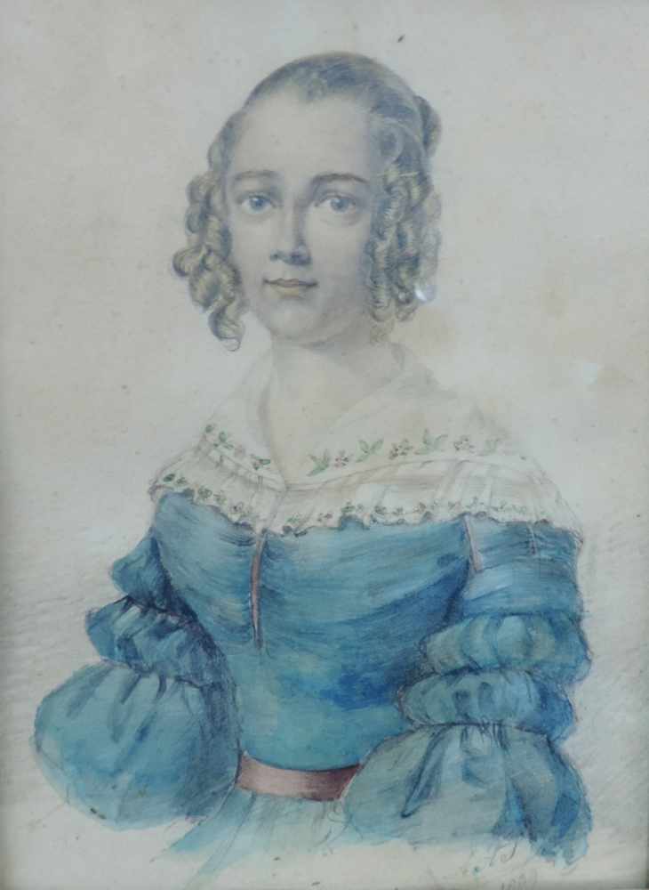 UNDEUTLICH SIGNIERT (XIX). Portrait einer Dame 1839. Biedermeier. 16 cm x 12 cm. Gemälde - Image 2 of 4