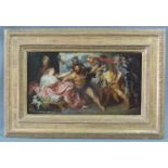 Nach Anthonius VAN DYCK. Samson and Delilah. 21 cm x 40 cm. Gemälde, Öl auf Holz. Ausgeführt in Wien