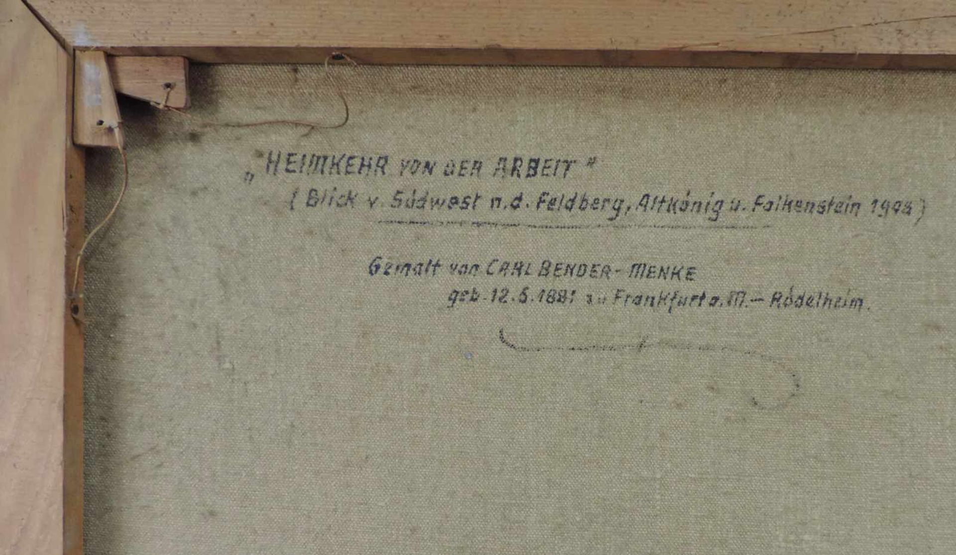 Carl BENDER-MENKE (1881 - ). Heimkehr von der Arbeit. Blick auf Feldberg, Altkönig u. - Bild 8 aus 8