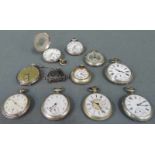 10 Taschenuhren. 19- 20 Jahrhundert Taschenuhren teils Silbergehäuse. 10 Pocket watches. Some